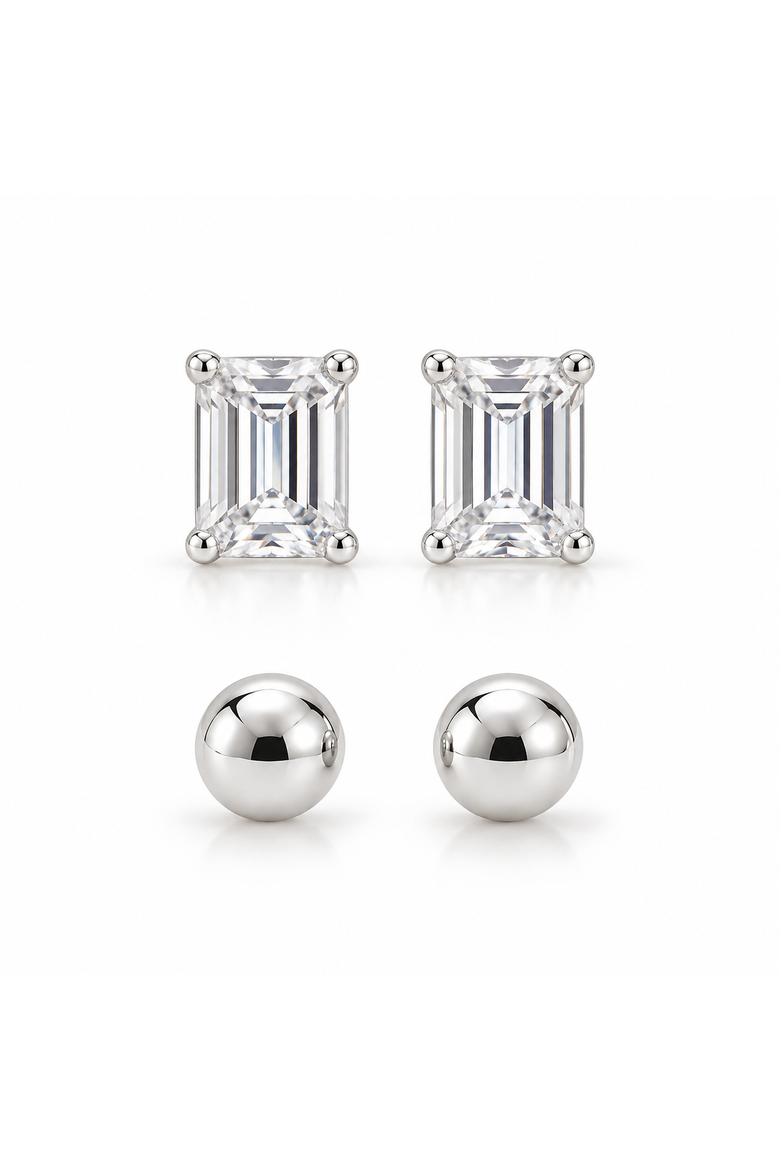 Sterling Silver Stud Earring Stacking Set, Main, color, Silver