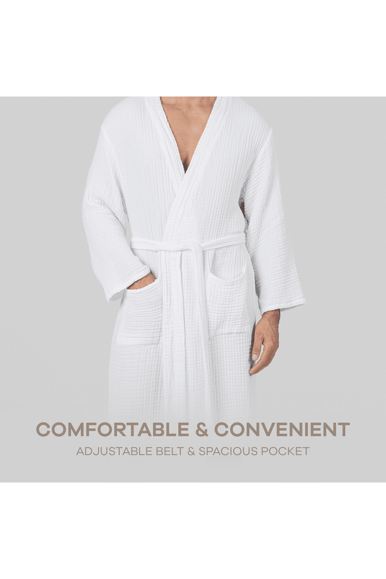 Adult Muslin Bathrobe, Alternate, color, White