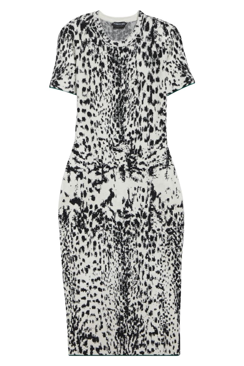 Lynx Jacquard Midi Dress, Main, color, WHITE/ BLACK/ GREEN