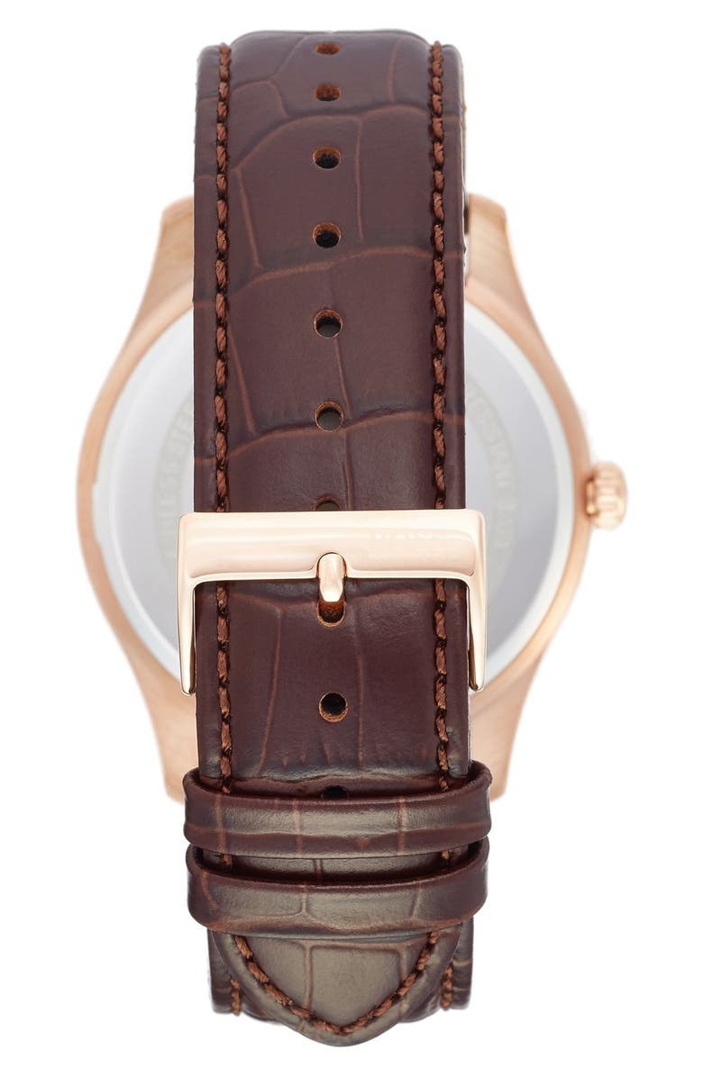 BOSS 'Ambassador' Embossed Leather Strap Watch, 43mm, Alternate, color, 