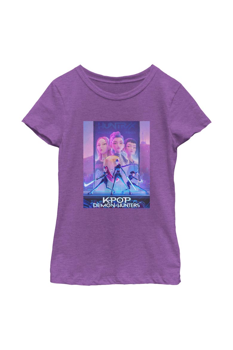 Girl's KPop Demon Hunters HUNTR/X World Tour Poster  Graphic T-Shirt, Main, color, Purple Berry
