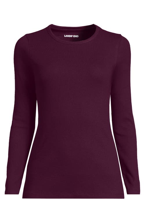 Lands' End Cotton Rib T-shirt In Burgundy