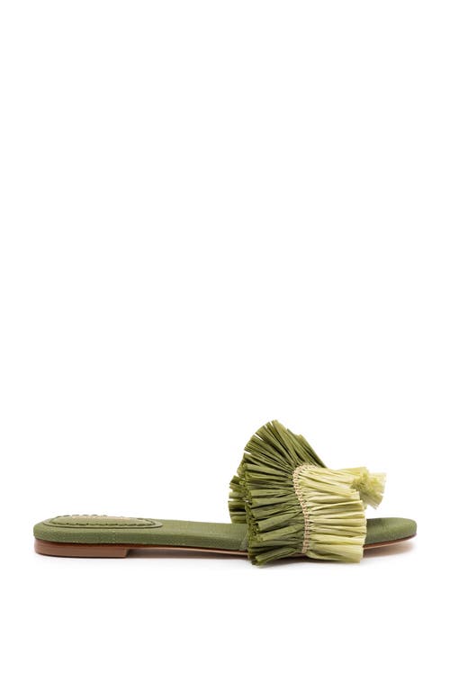Larroude Ivy Fringe Flat In Seaweed Fringe