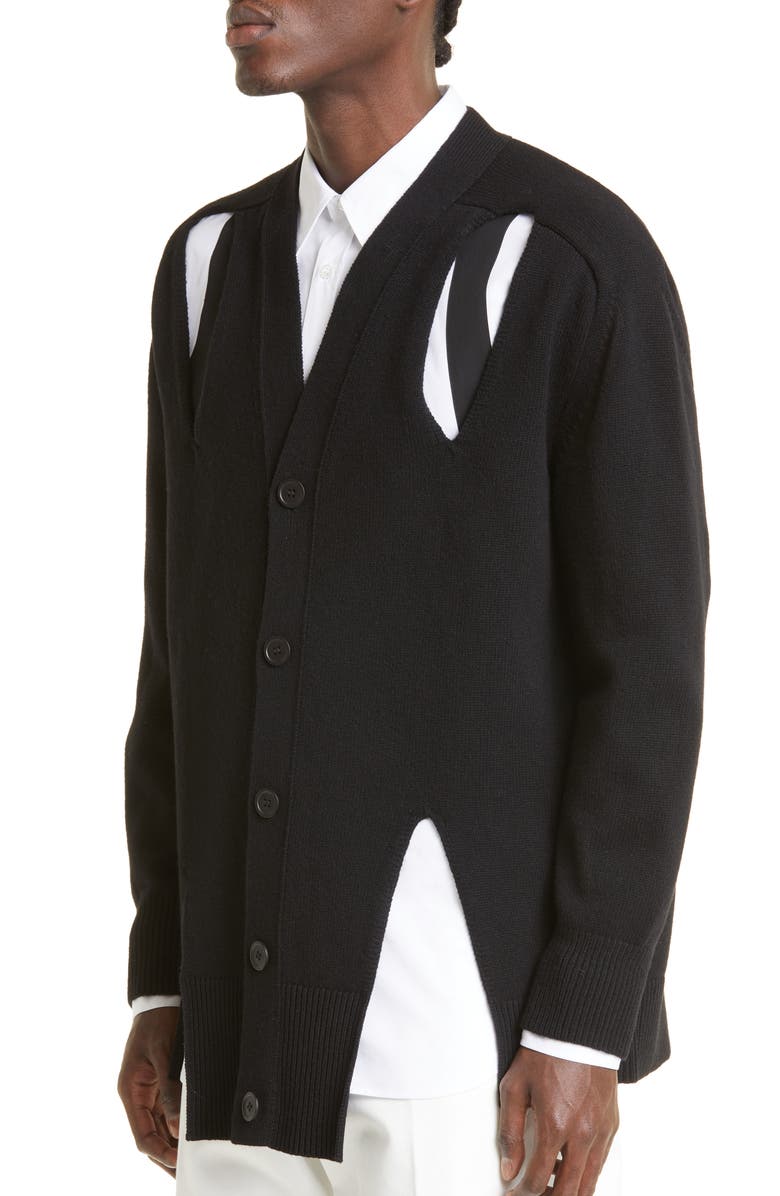 McQueen Slashed Oversize Lambswool Cardigan, Alternate, color, 