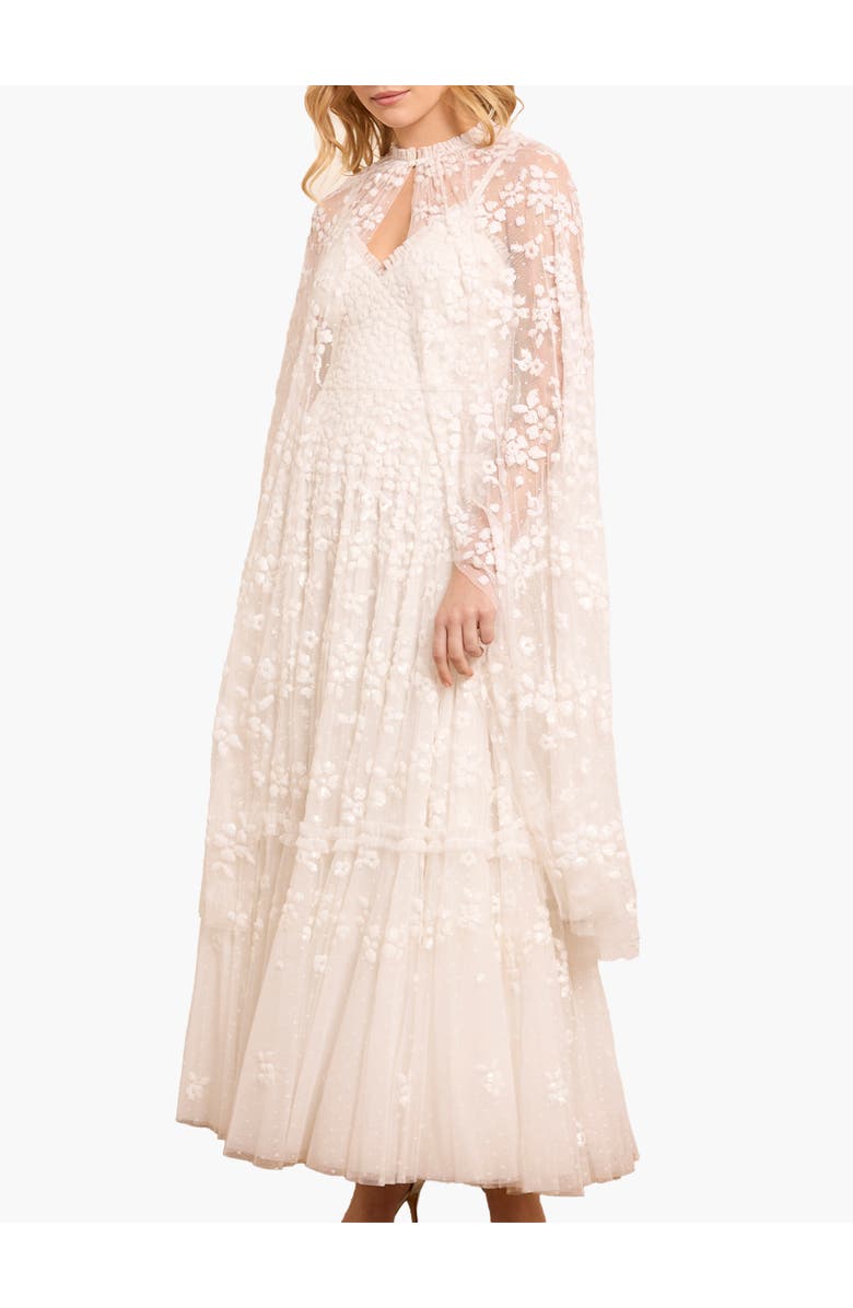 Needle & Thread Maeva Midaxi Cape, Main, color, Swan White