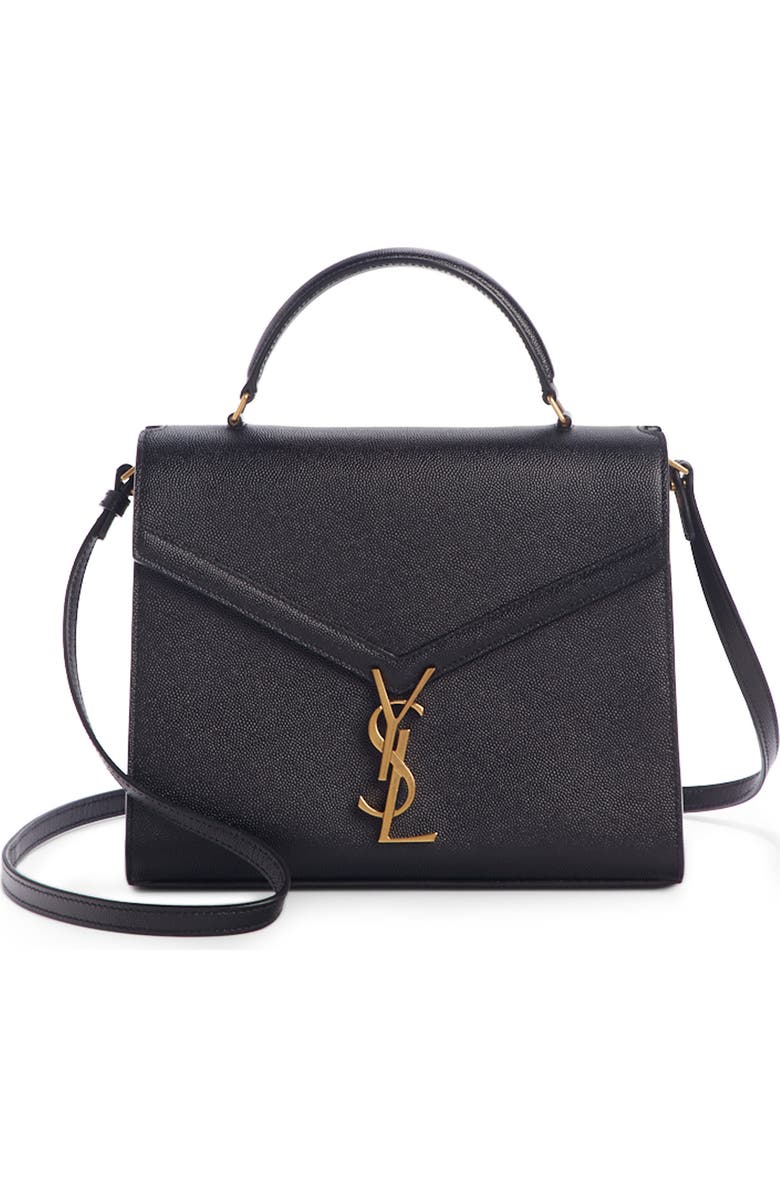 Saint Laurent Medium Cassandra Calfskin Leather Satchel, Main, color,