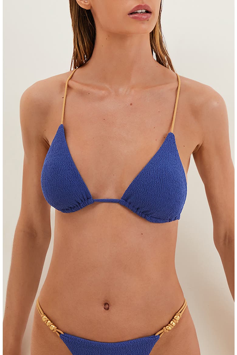 Firenze Paige Beaded Racerback Bikini Top, Main, color, BLUE