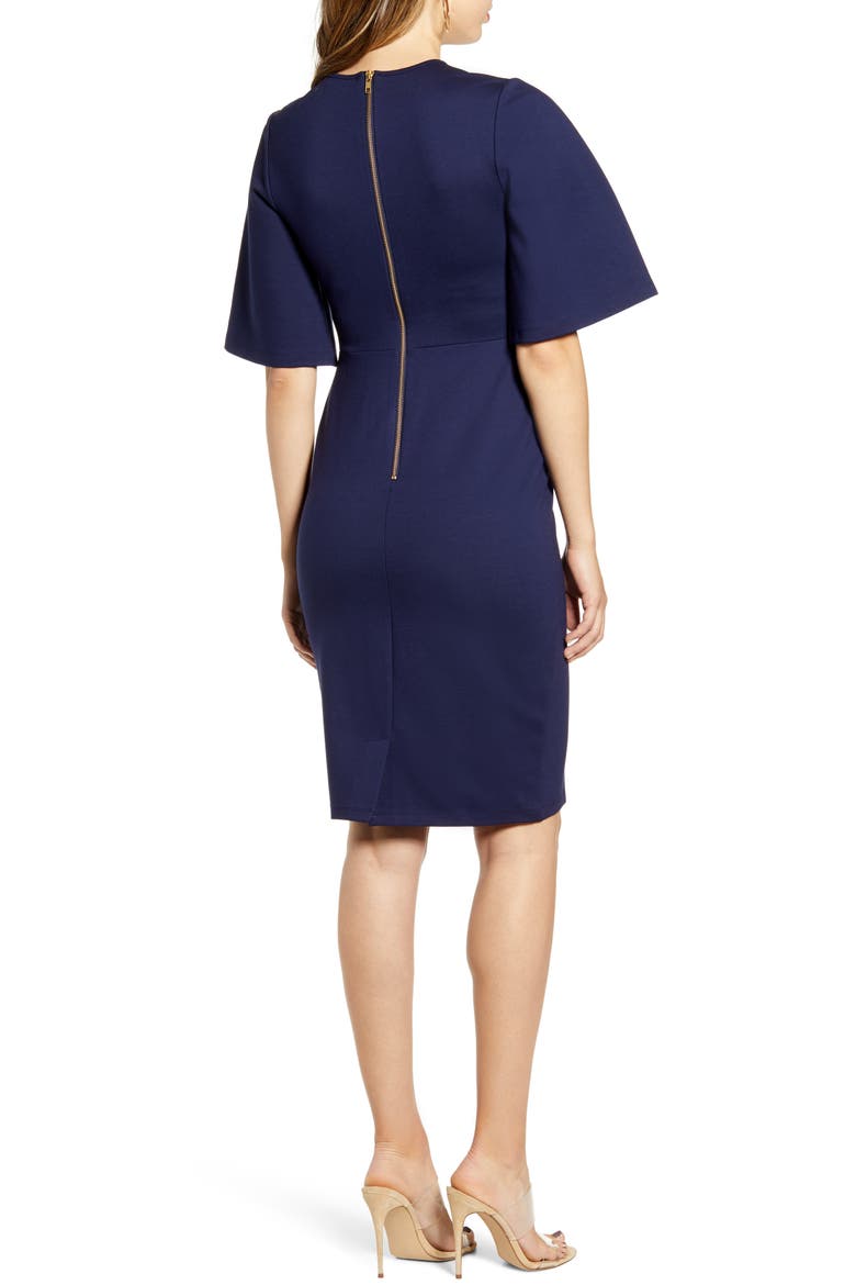 Flutter Sleeve Ponte Dress, Alternate, color, NAVY PEACOAT