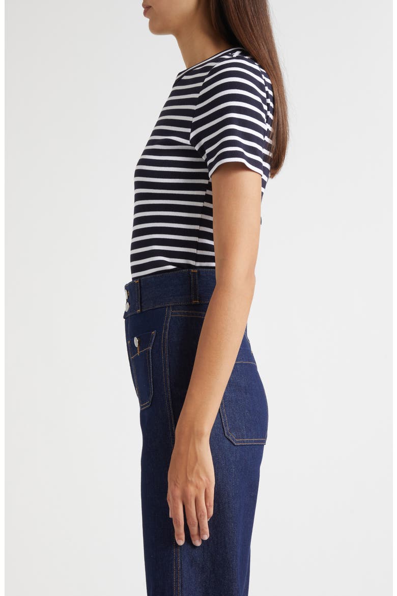 Pruitt Stripe Stretch Cotton T-Shirt, Alternate, color, NAVY WHITE