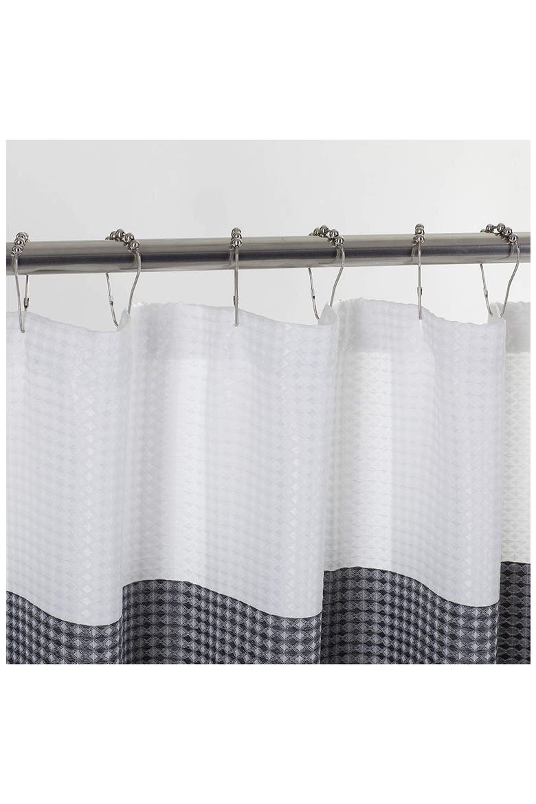Shades Ombré Waffle Texture Shower Curtain, Alternate, color, BLACK