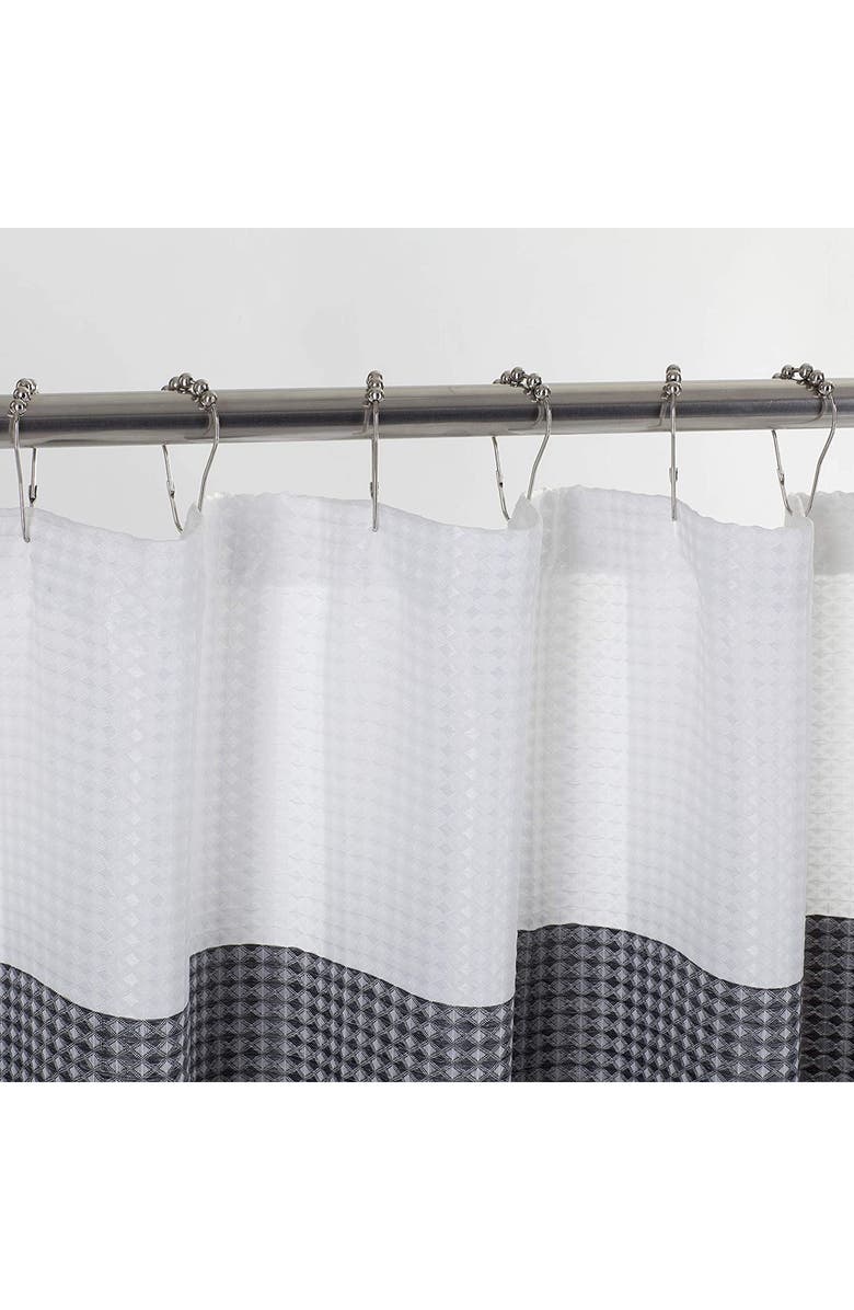 DAINTY HOME Shades Ombré Waffle Texture Shower Curtain, Alternate, color, Black