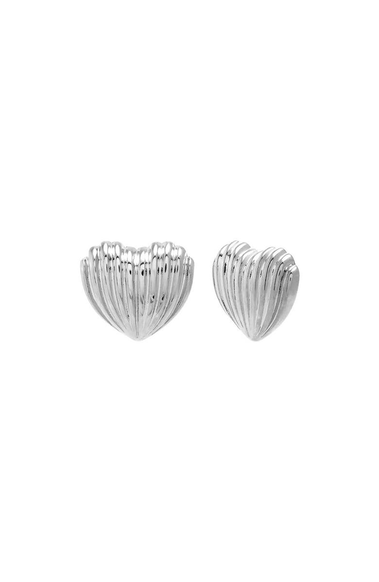 BY ADINA EDEN Ribbed Heart Stud Earrings, Main, color, 
