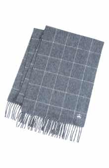 Brooks Brothers Windowpane Wool & Cashmere Blend Fringe Scarf