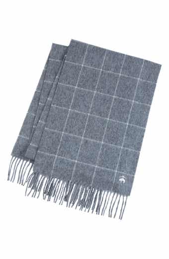Brooks Brothers Windowpane Wool & Cashmere Blend Fringe Scarf