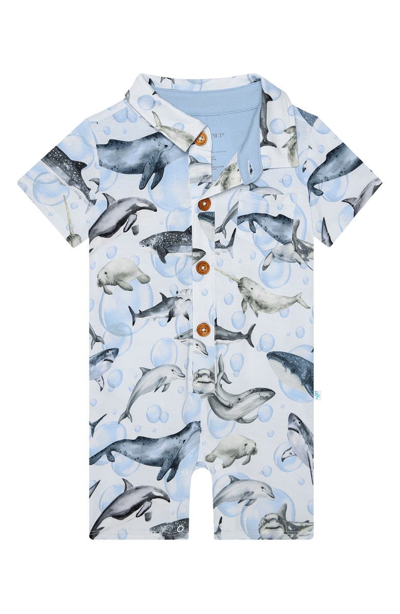 Posh Peanut Kids' Sharkly Short Sleeve Romper, Main, color, 