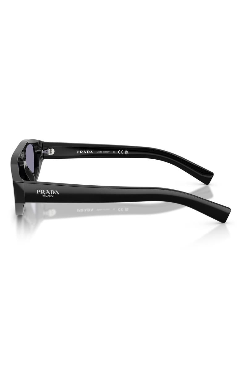 Prada 57mm Irregular Sunglasses, Alternate, color, Black / Violet Mirror Silver