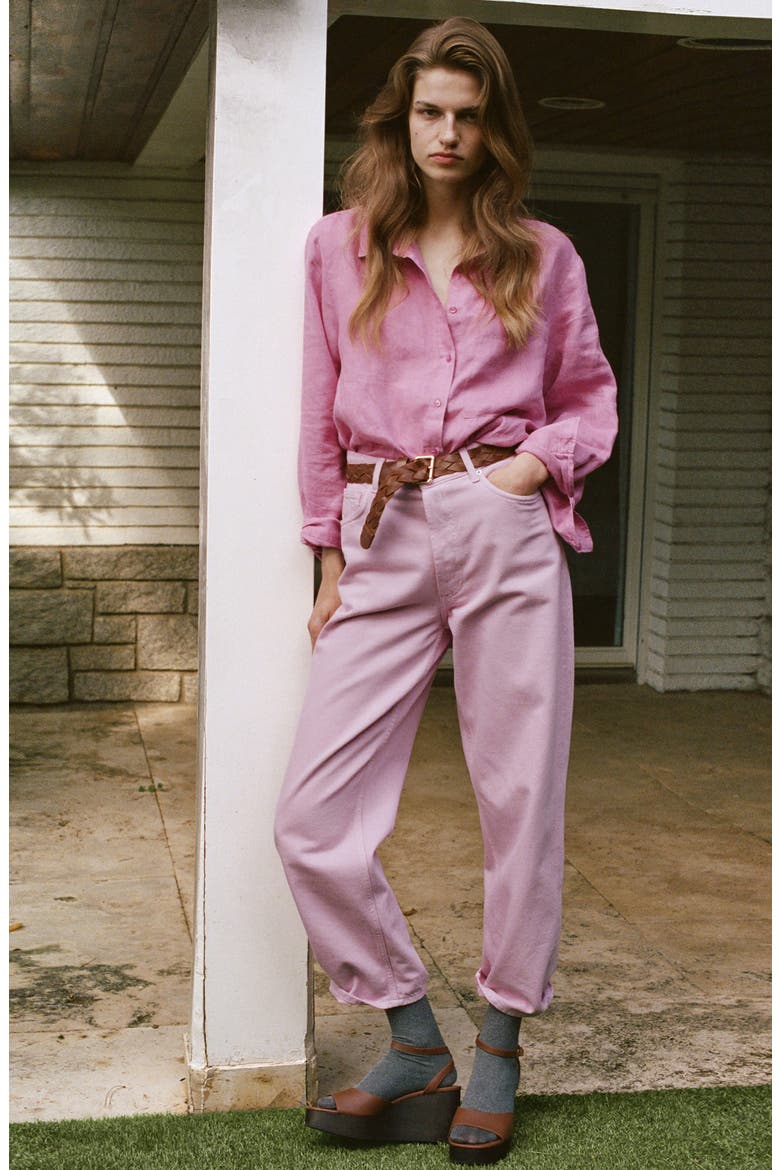 Pocket Linen Shirt, Alternate, color, PINK