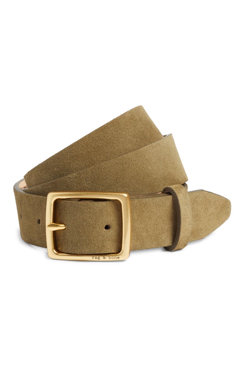 Boyfriend Suede Belt, Main, color, OLIVE SAND