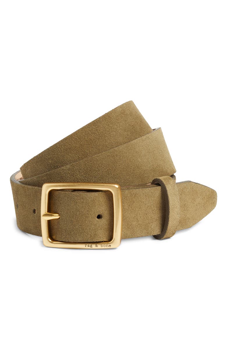 rag & bone Boyfriend Suede Belt, Main, color, Olive Sand