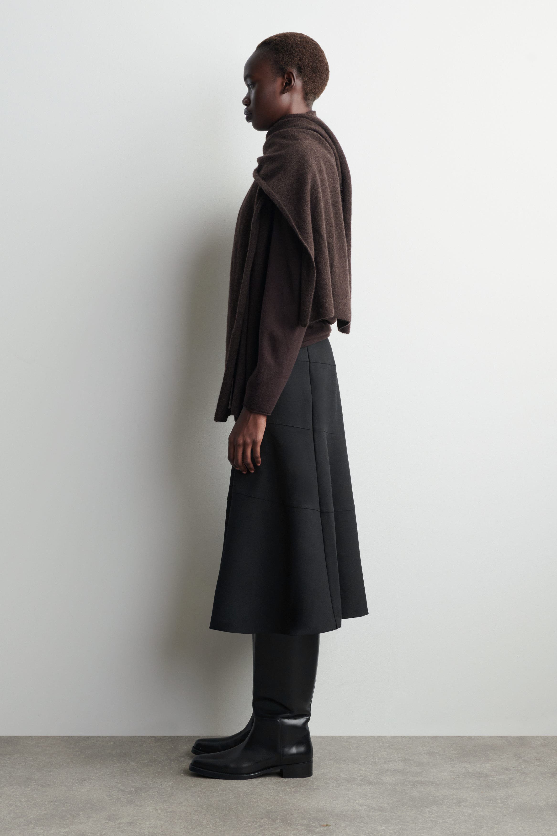 Curved A-Line Midi Skirt - image 2