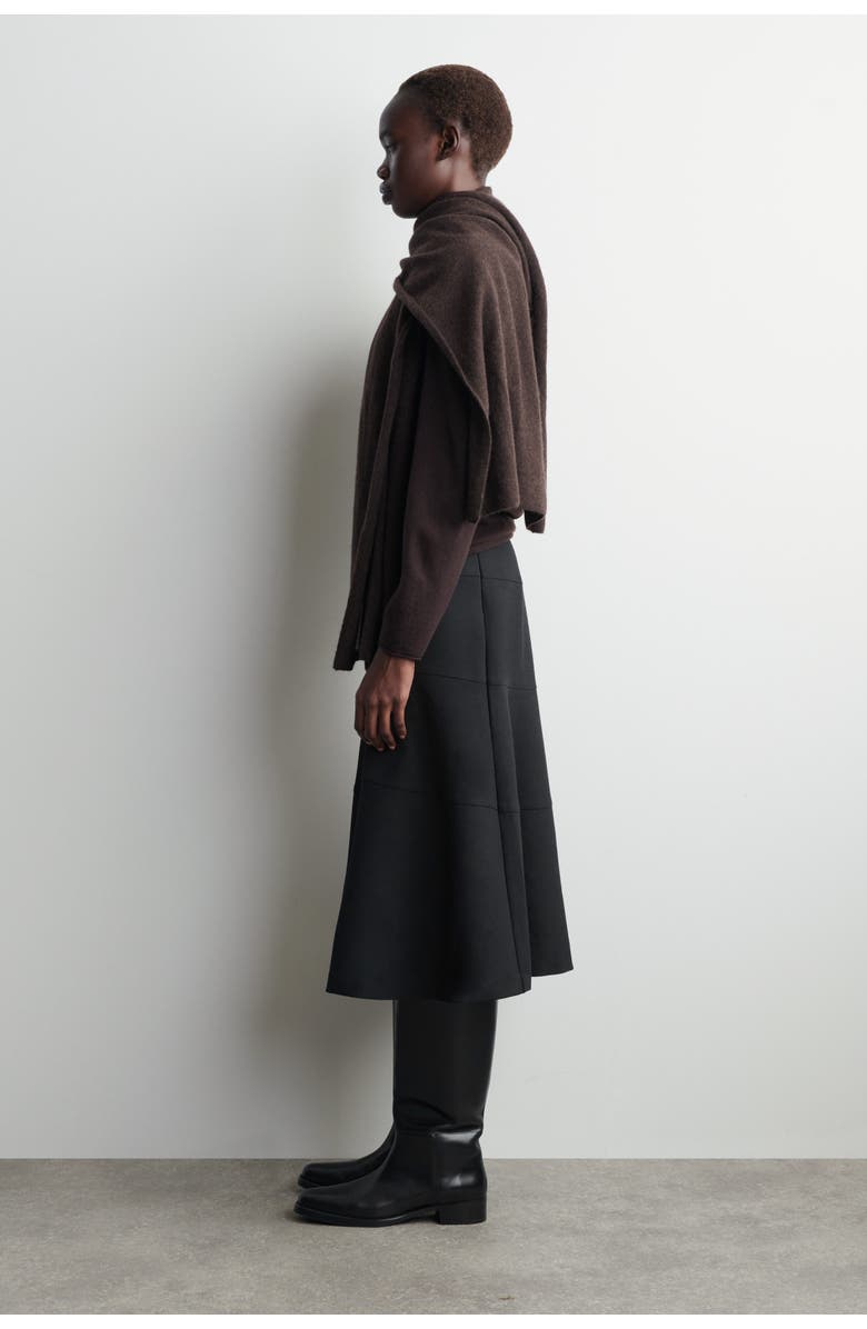 COS Curved A-Line Midi Skirt, Alternate, color, Dark Gray