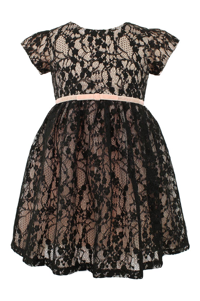 Kids' Lace Overlay Dress, Main, color, BLACK