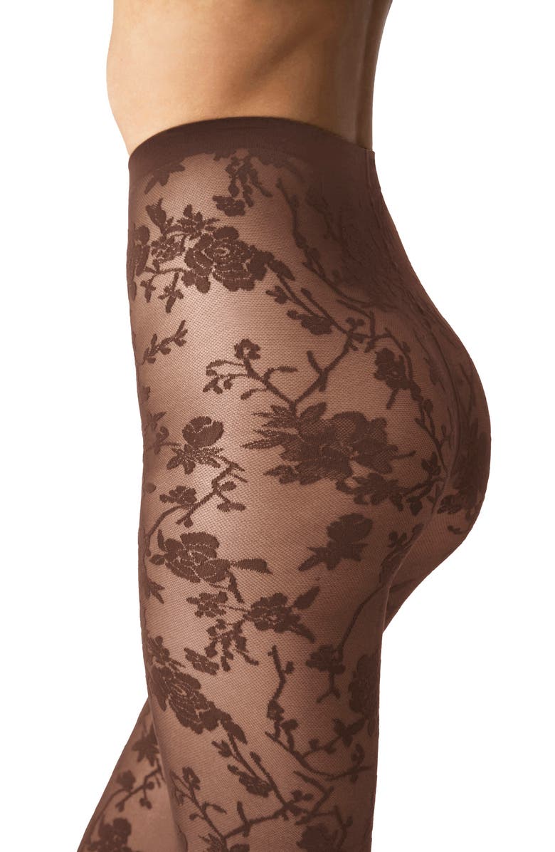 Wolford Floral Tights, Alternate, color, Almond