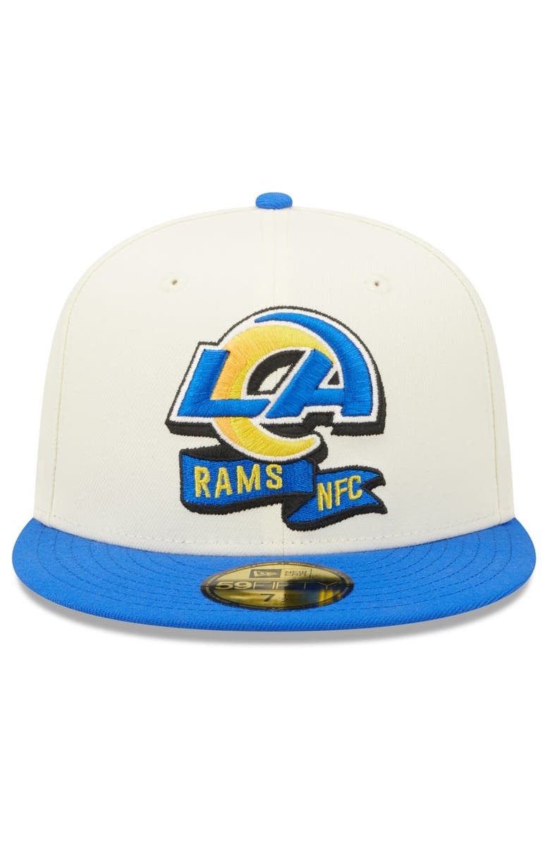 New Era Men's New Era Cream/Royal Los Angeles Rams 2022 Sideline 59FIFTY Fitted Hat, Alternate, color, Cream