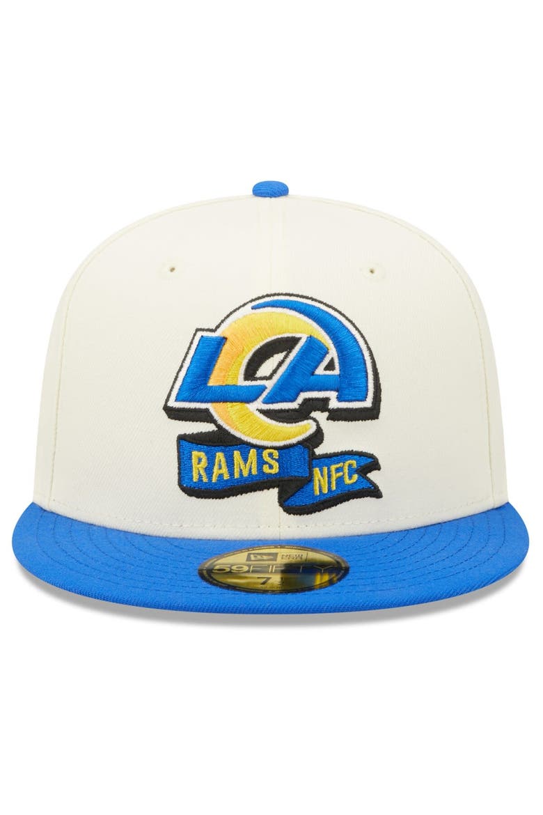 La Rams Sidelines New Era Men's New Era Cream/Royal Los Angeles Rams 2022 Sideline ...