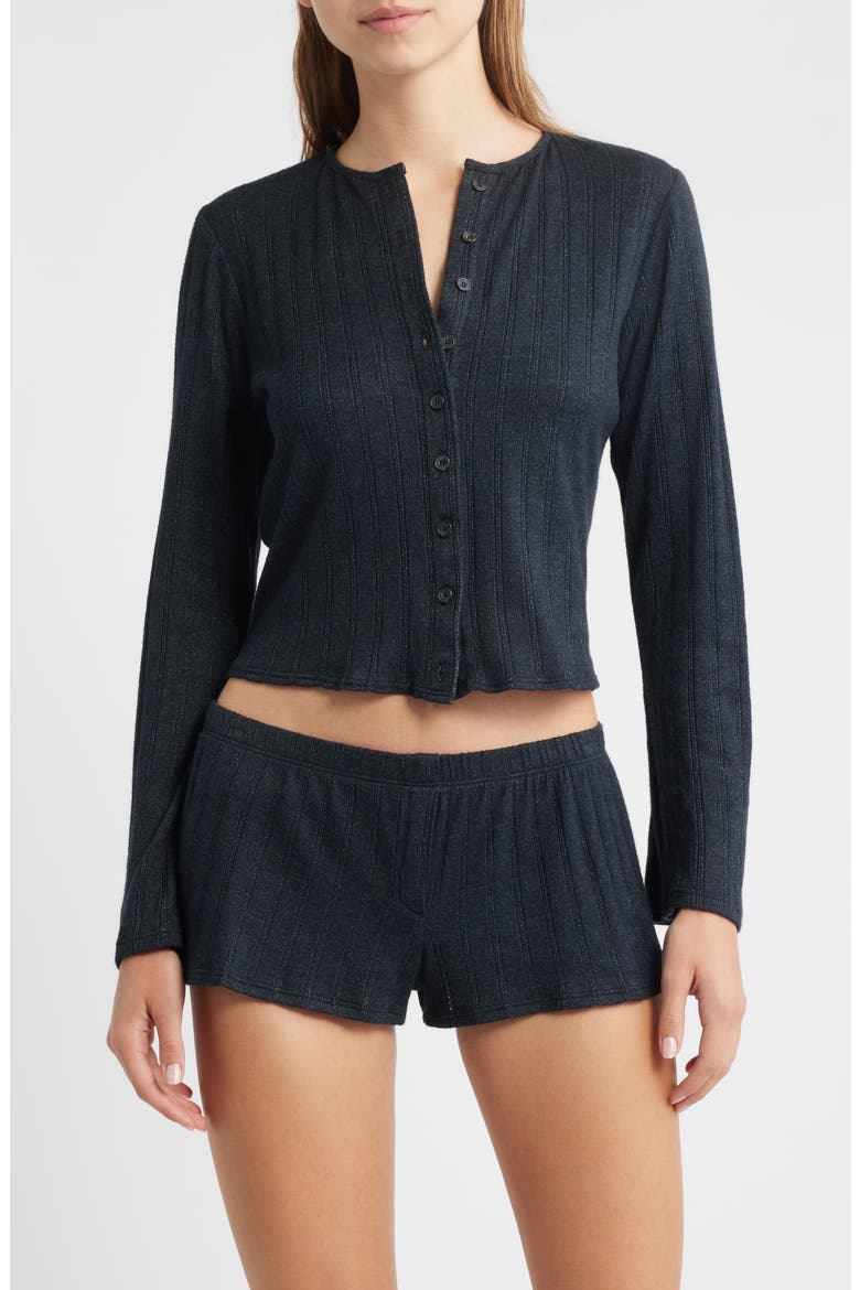 The Jackie Rib Cashmere Blend Cardigan, Main, color, BLACK