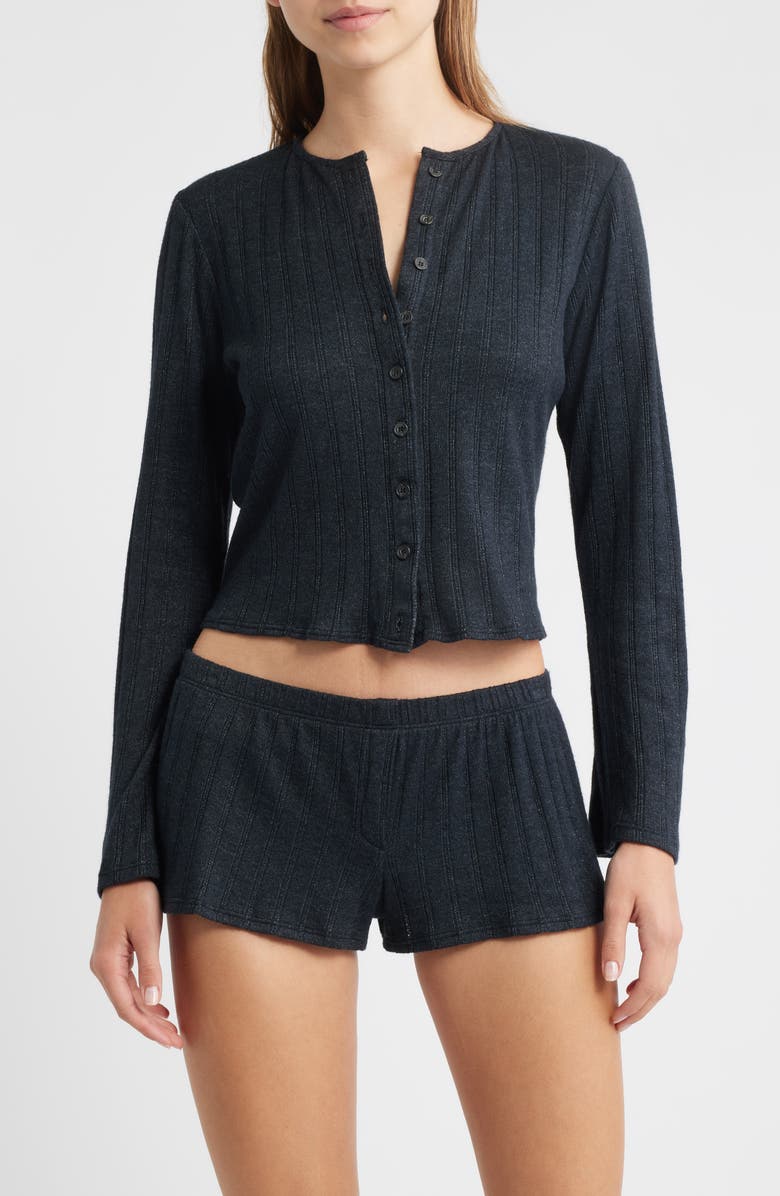 Bella Venice The Jackie Rib Cashmere Blend Cardigan, Main, color, Black