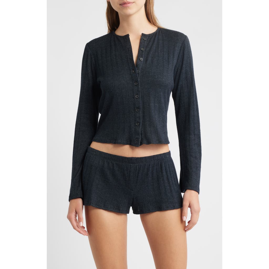Bella Venice The Jackie Rib Cashmere Blend Cardigan In Blue