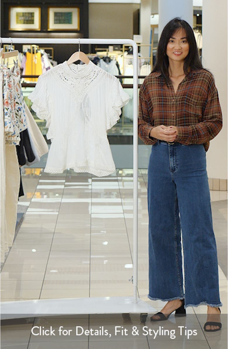 Organic Cotton Lace Inset Mock Neck Top, sales video thumbnail