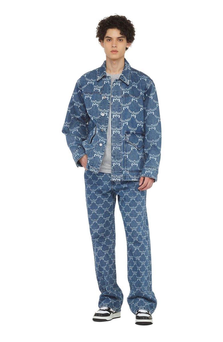 MCM Lauretos Monogram Denim Jacket, Main, color, Indigo