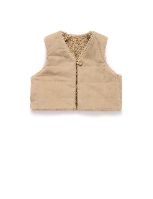 Purebaby Shearling Reversible Vest In Brown