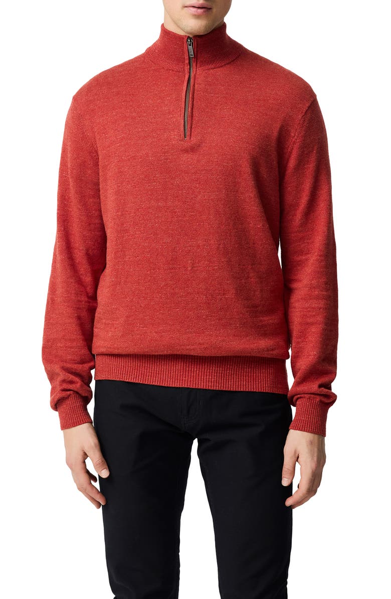 Rodd & Gunn Fortrose Cotton Quarter Zip Sweater, Main, color, Brick
