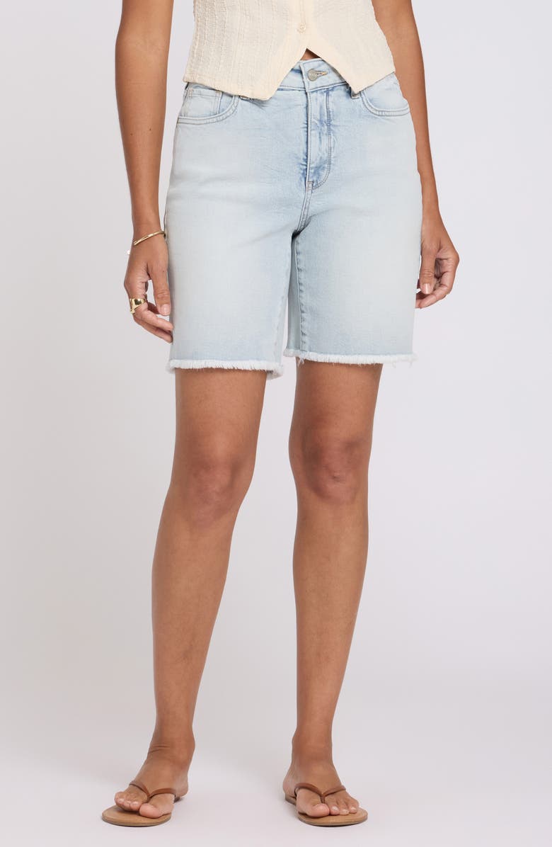 NYDJ Erin High Waist Raw Hem Denim Shorts, Main, color, Desert Shoreline
