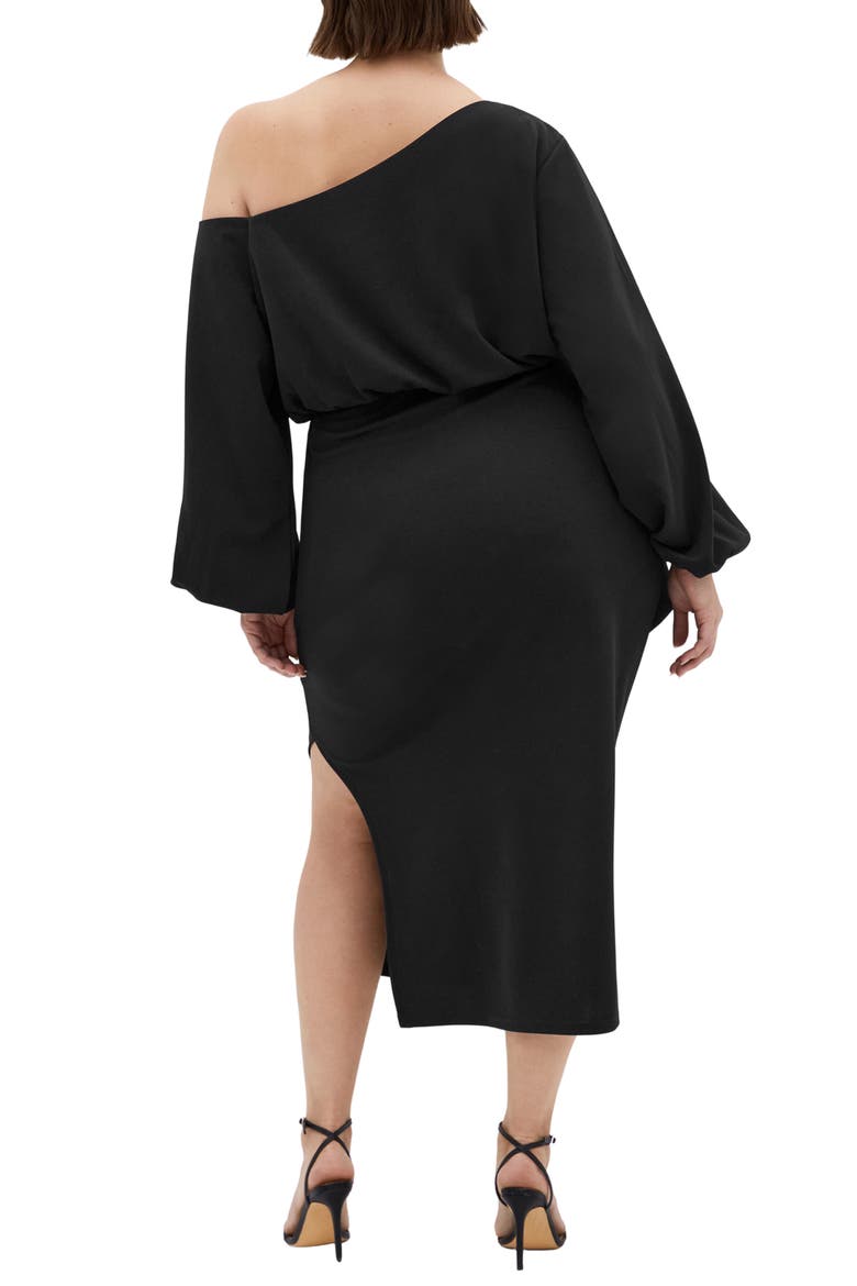 Alysia Long Sleeve Midi Dress, Alternate, color, BLACK