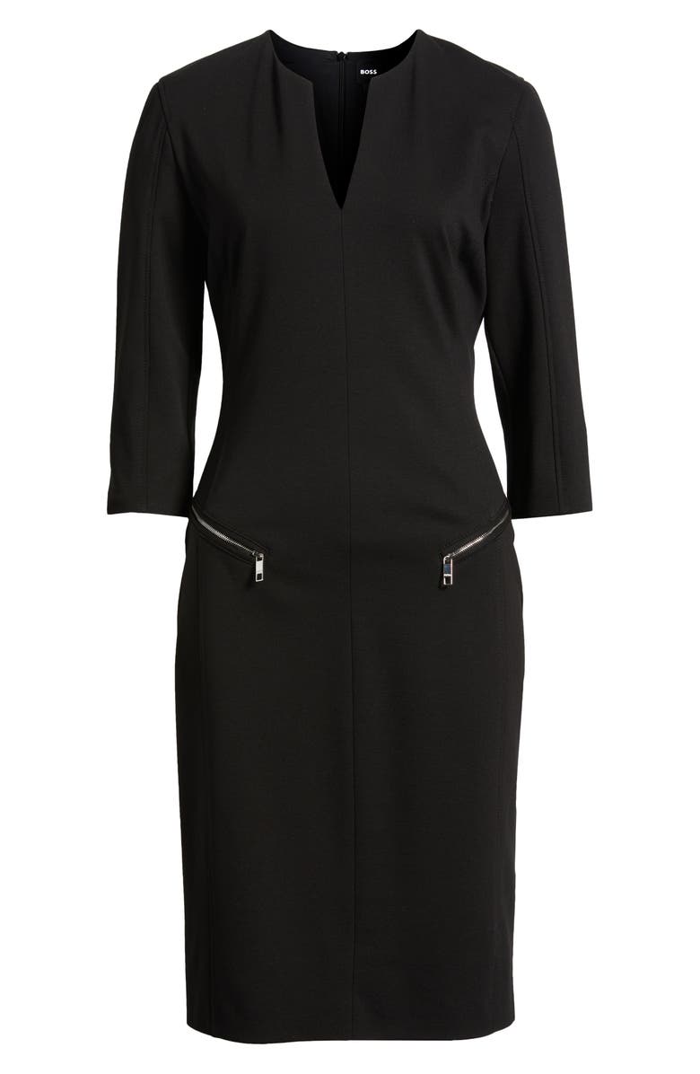 BOSS Dalmar Split Neck Dress, Alternate, color, 