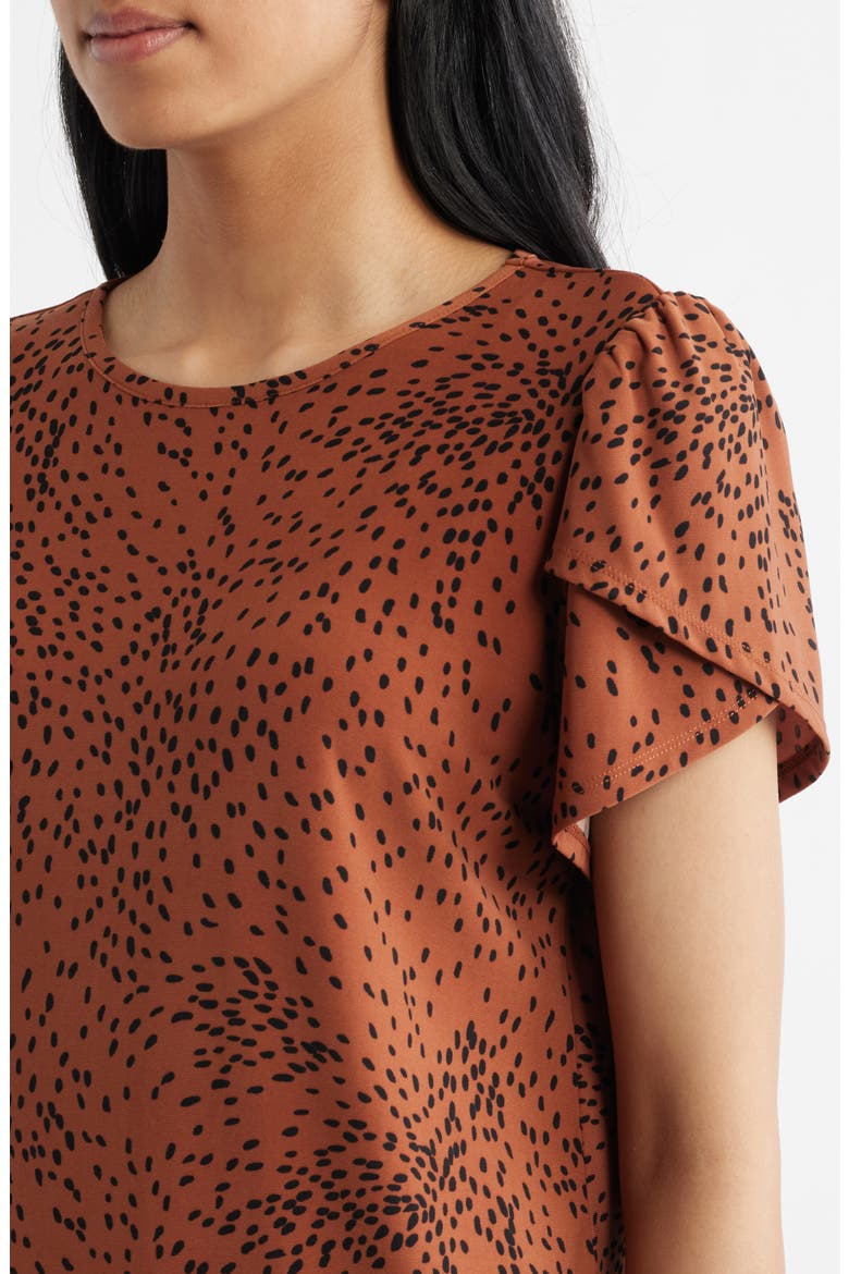 Animal Spot Tulip Sleeve Top, Alternate, color, CEDAR SPICE/ ANNE BLACK