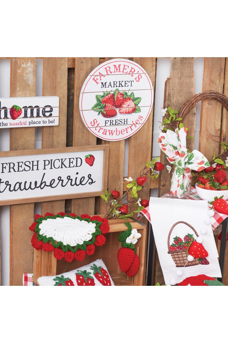 1.1"H x 10"L x 3.9"W Strawberry Home Wall Sign Decor, Alternate, color, White