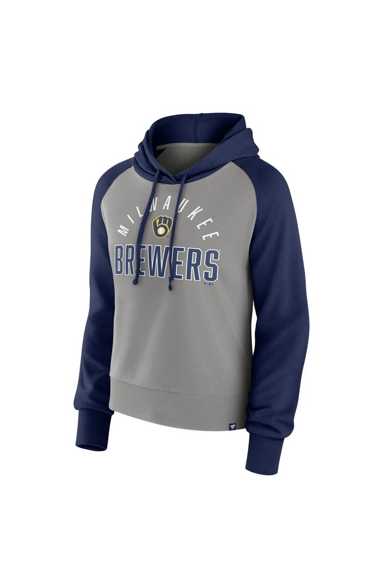 FANATICS Women's Fanatics Branded Navy/Gray Milwaukee Brewers Pop Fly Pullover Hoodie, Alternate, color, 