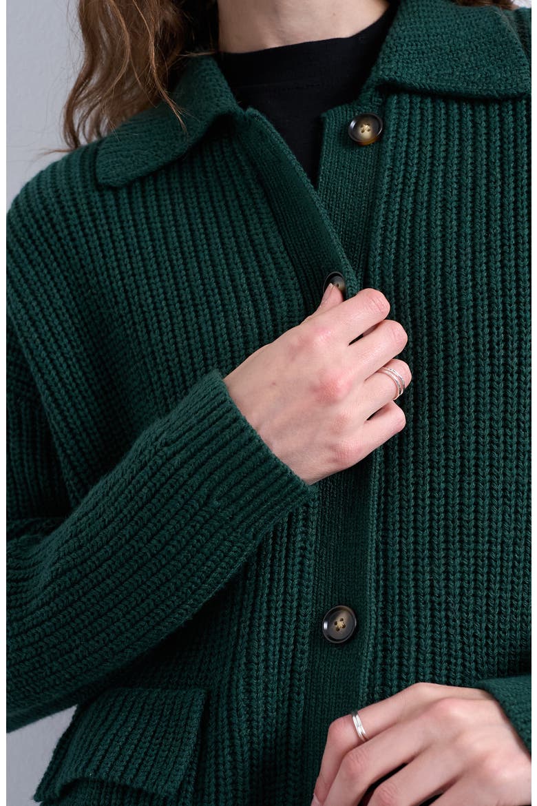 Collared Cotton Blend Sweater Jacket, Alternate, color, MEDIUM GREEN