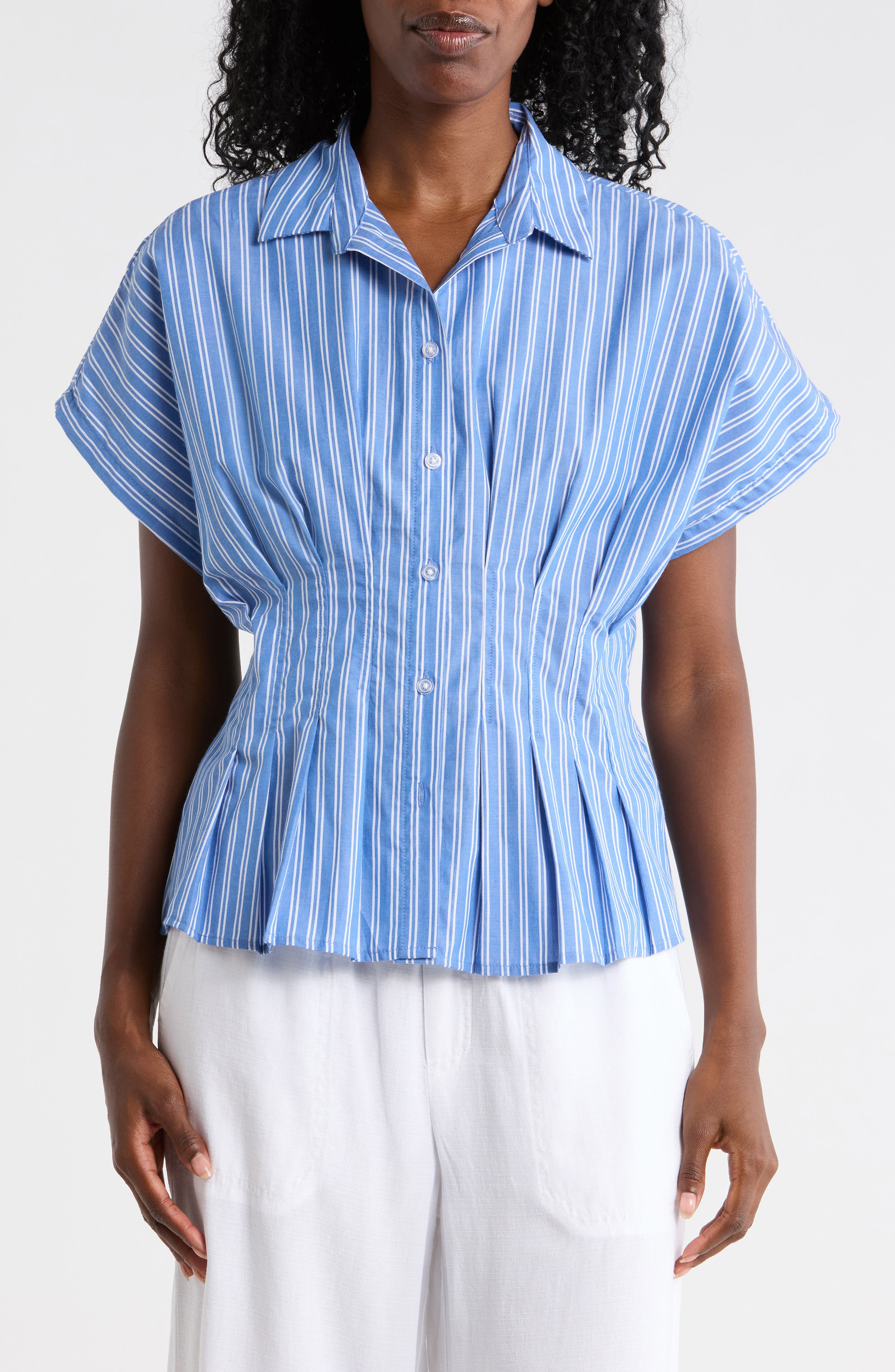 Raven Stripe Short Sleeve Button-Up Shirt - image 3
