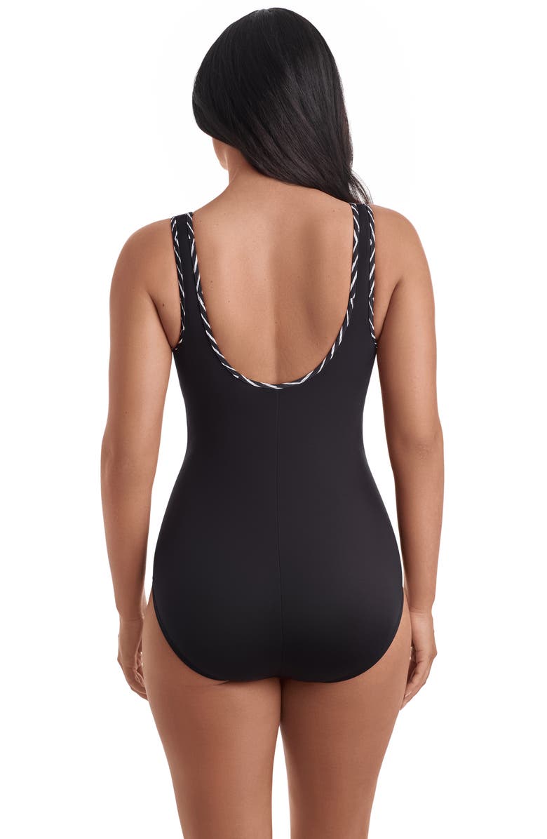 ShapeSolver Sport Shirred Zipper Tank Chlorine Resistant One-Piece Swimsuit, Alternate, color, In Graphic Details