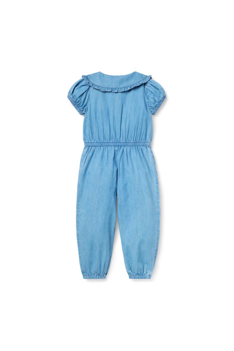 Chambray Ruffle Jumpsuit, Main, color, Blue