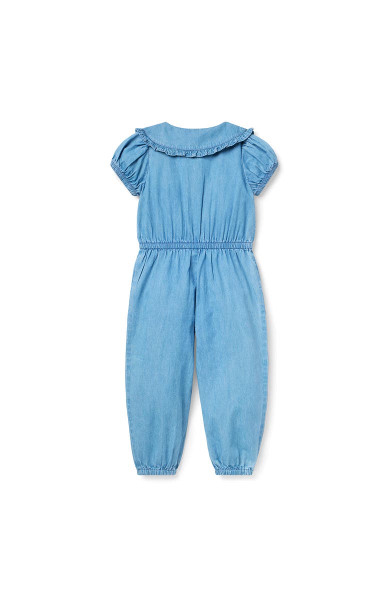 Janie and Jack Chambray Ruffle Jumpsuit, Main, color, Blue