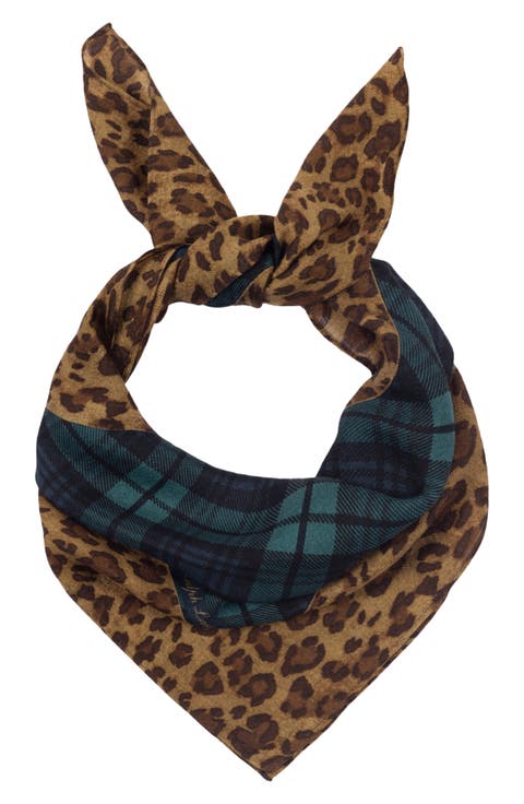 Plaid & Animal Print Wool & Silk Scarf