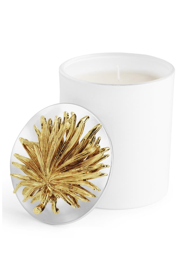 Palm Single Wick Scented Candle, Alternate, color, WHITE/ GOLD