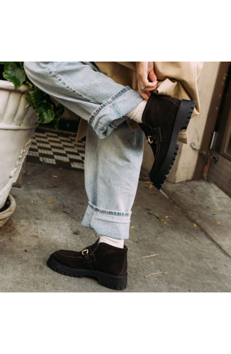 Amie Rafa Dario Suede Horsebit Boots, Alternate, color, Black